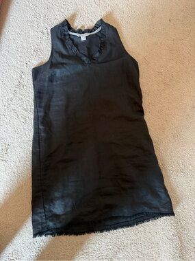 Tommy Bahama Black Ruffled V-Neck Sleeveless Dress